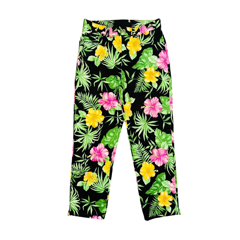 Lauren Ralph Lauren Floral‎ Print High Waist Tapered Leg Pants Size 8 Tropical